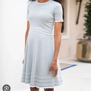 Seraphine Sage Green Scallop Trim Maternity to Nursing Dress